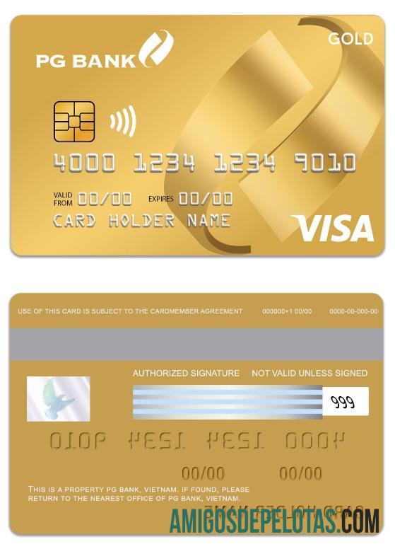 Cartão de crédito Gold Visa do Vietnã PG Bank modelo